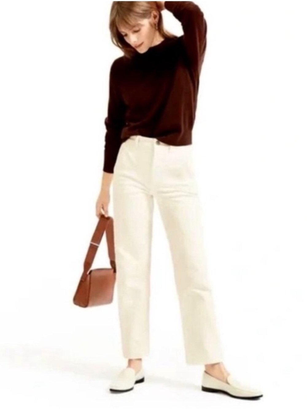Everlane relaxed straight fit jeans in cream